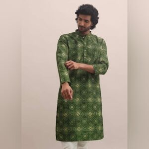 Kalki Bandhani Printed Cotton Kurta